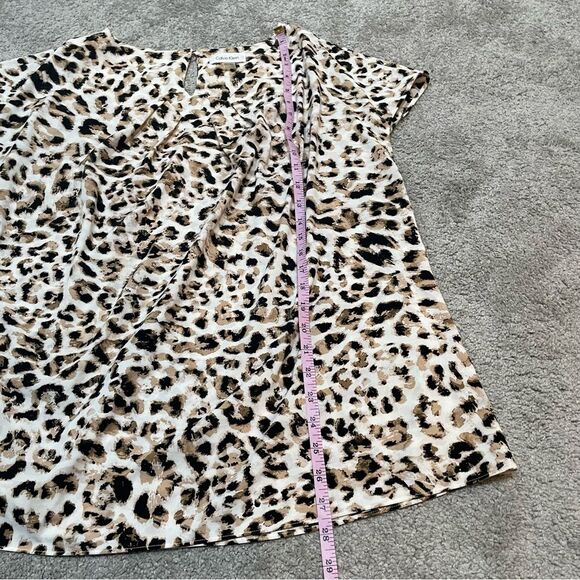 Calvin Klein Leopard Print Cap Sleeve Blouse Size 2X - Picture 9 of 10